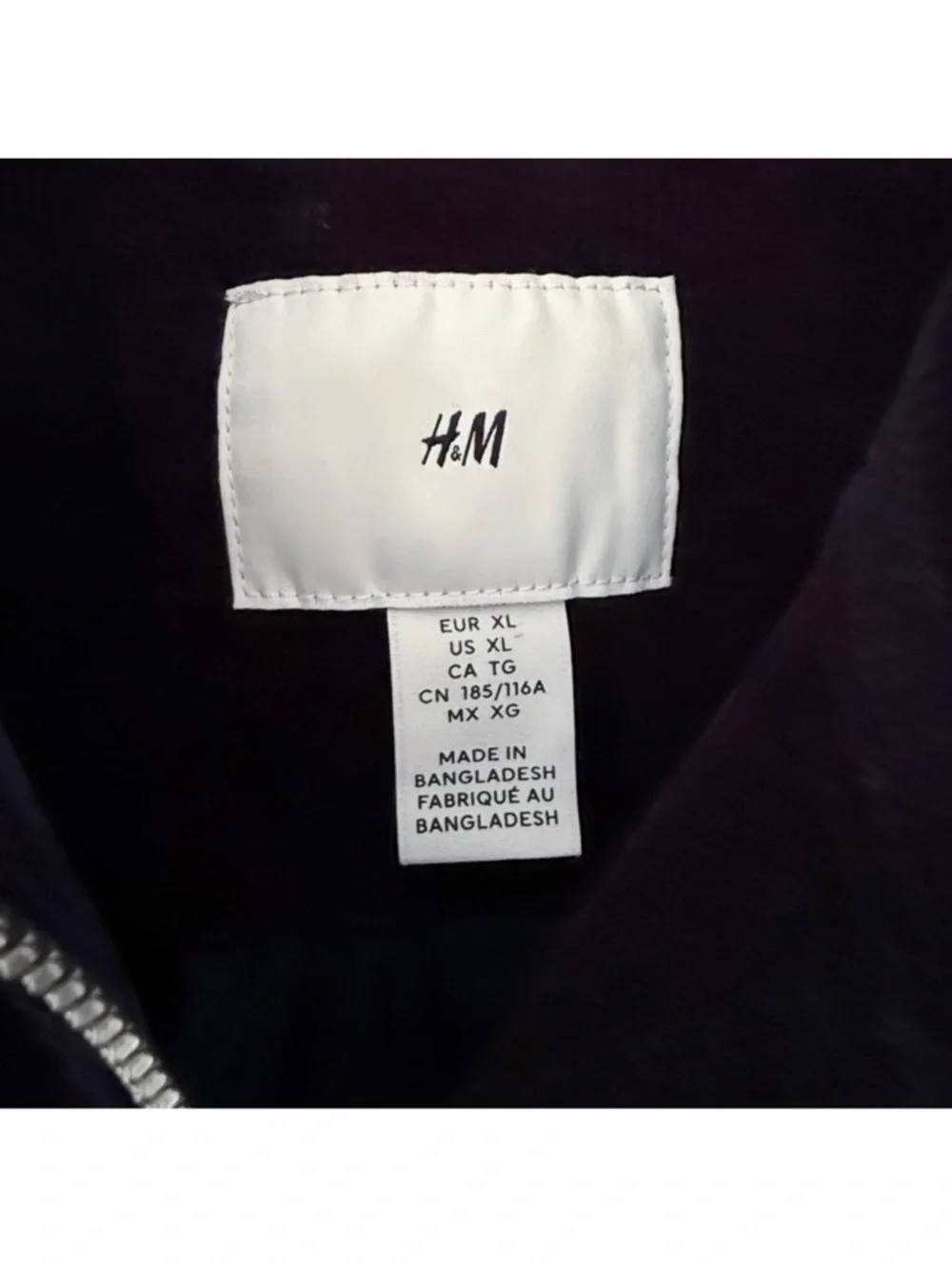 H&M Men Corduroy Zipper Bomber Jacket XL Navy Dark Academia Preppy Ivy‎ League